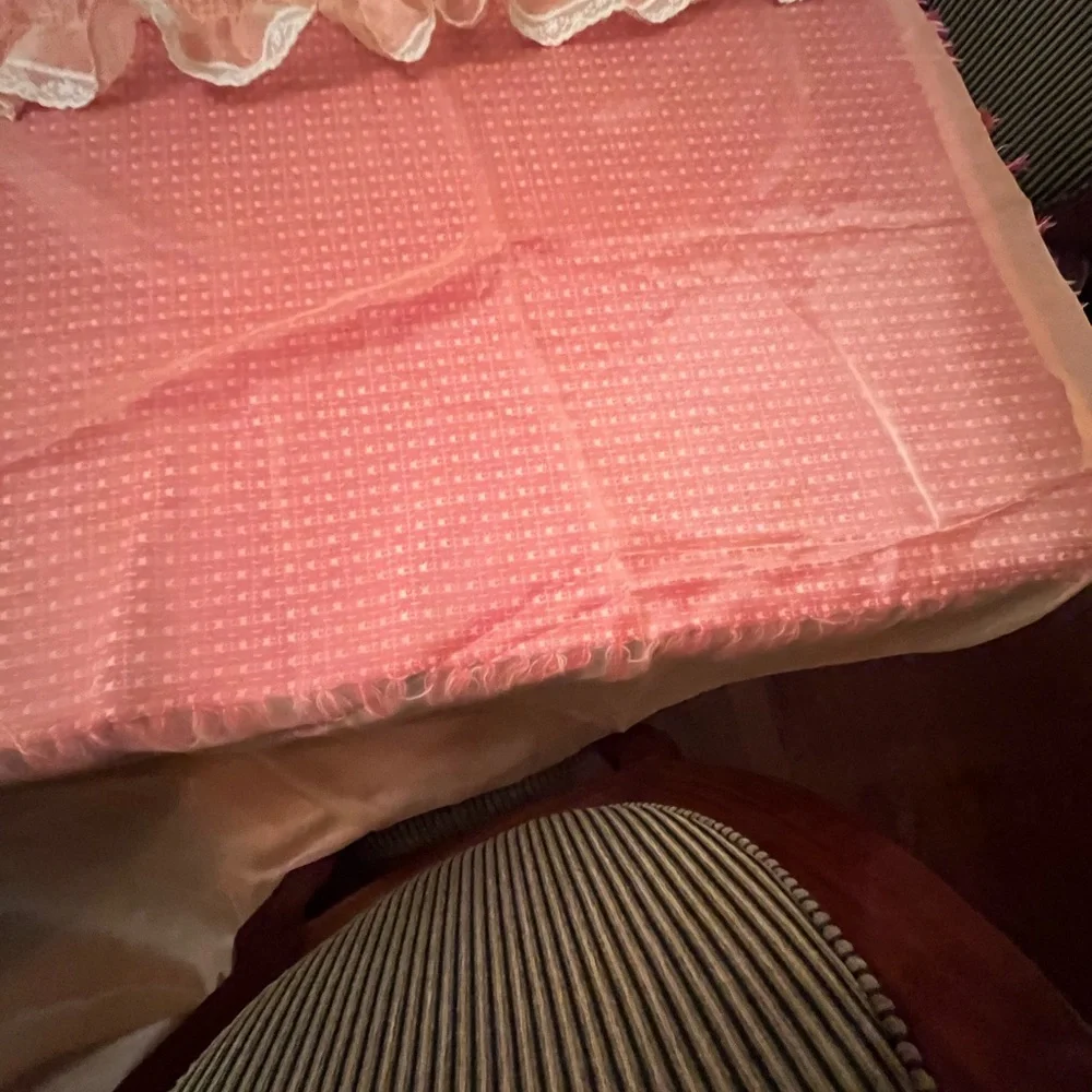 Vintage Sears peachy Voile Shower Curtain/ Firm Price